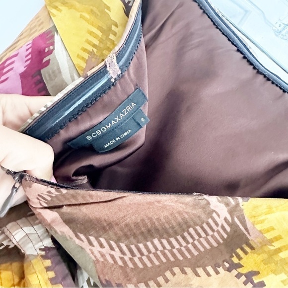 BCBGMaxazria Women Strapless Back Zip Tie-Waist Printed Cotton Lace Midi Dress 6 - Picture 7 of 8